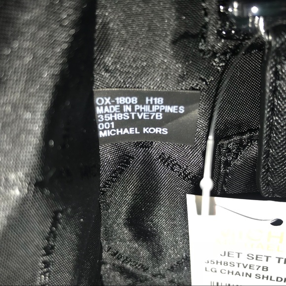 NWT LRG MICHAEL KORS BLACK CHAIN TOTE W/NWT WALLET - Picture 6 of 7